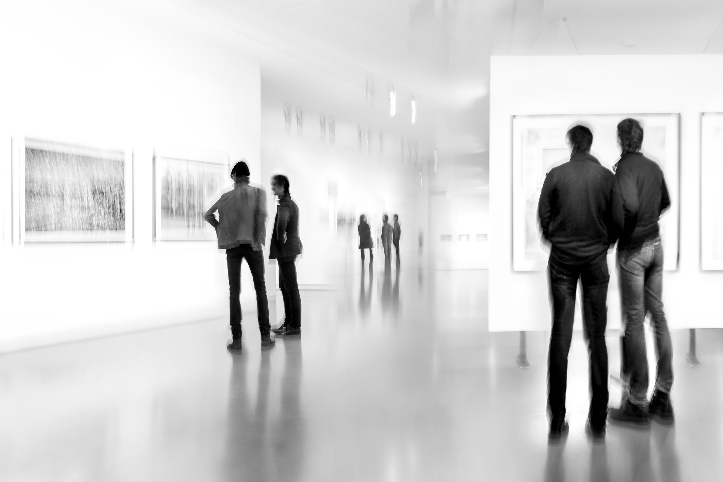 Visitors experiencing art at a gallery